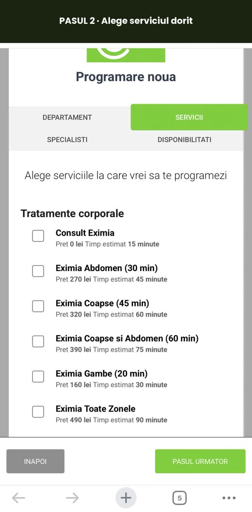 Pasul 2 - alege serviciul