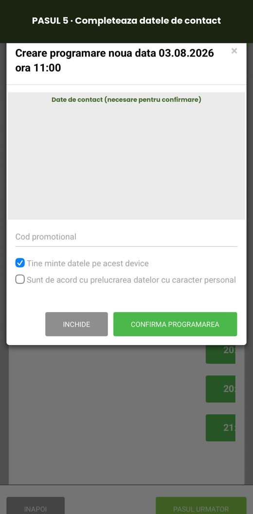 Pasul 5 - completeaza datele