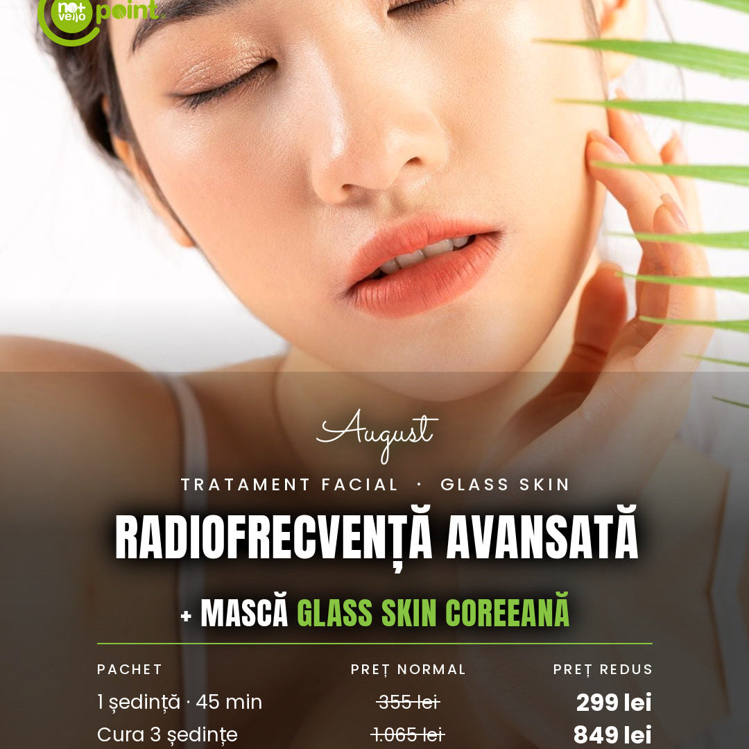 Oferta august tratament facial radiofrecventa avansata Glass Skin cu masca coreeana Nomasvello Mega Mall Bucuresti