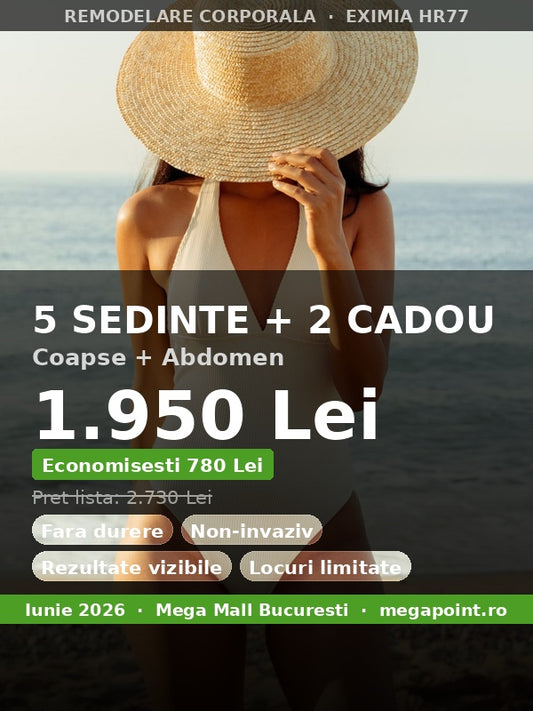 Remodelare corporala Eximia HR77 pachet 5 sedinte + 2 cadou coapse abdomen 1950 Lei - Nomasvello Mega Mall Bucuresti